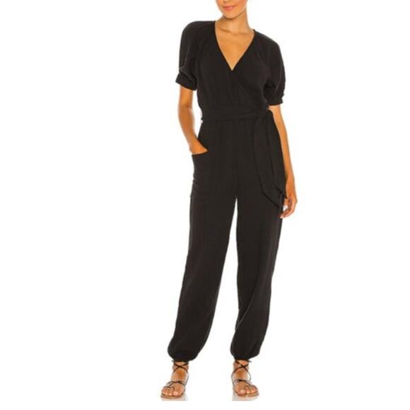 L*Space Black Shore Thing Lightweight Gauzy  Relaxed Jumpsuit Large - Picture 1 of 9